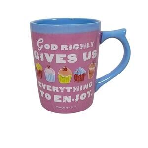 DaySpring Cupcakes Faith Mug Pink Blue Scripture Inspirational Coffee Tea Cup